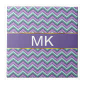 Blauwgroen en Amethist ZigZag Tegeltje (Voorkant)