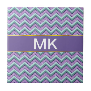 Blauwgroen en Amethist ZigZag Tegeltje