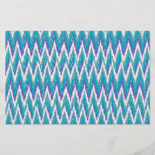 Blauwgroen en Amethyst iKat ZigZag patroon Briefpapier (Voorkant)