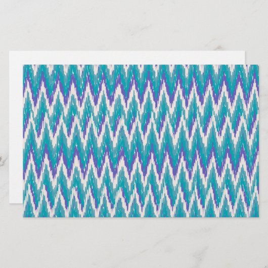 Blauwgroen en Amethyst iKat ZigZag patroon Briefpapier (Voorkant / Achterkant)