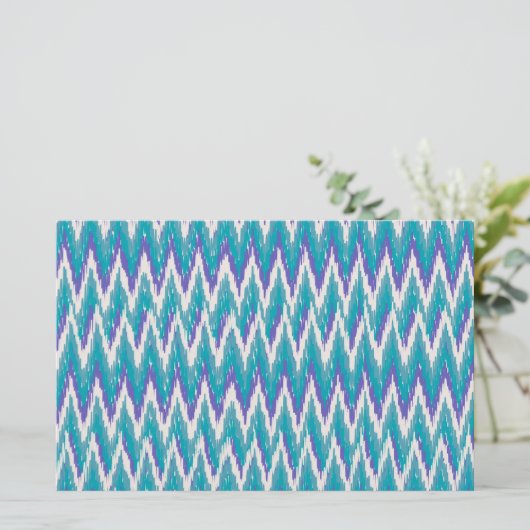 Blauwgroen en Amethyst iKat ZigZag patroon Briefpapier (Staand voorkant)