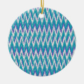 Blauwgroen en Amethyst iKat ZigZag patroon Keramisch Ornament (Voorkant)