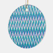 Blauwgroen en Amethyst iKat ZigZag patroon Keramisch Ornament (Links)