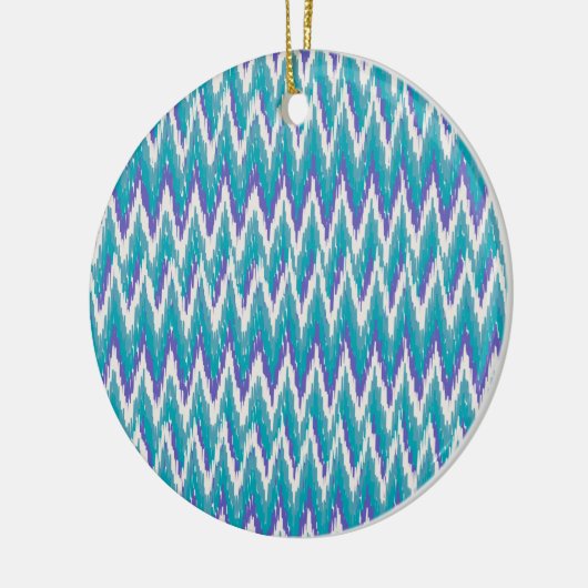 Blauwgroen en Amethyst iKat ZigZag patroon Keramisch Ornament (Links)