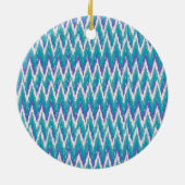 Blauwgroen en Amethyst iKat ZigZag patroon Keramisch Ornament (Achterkant)