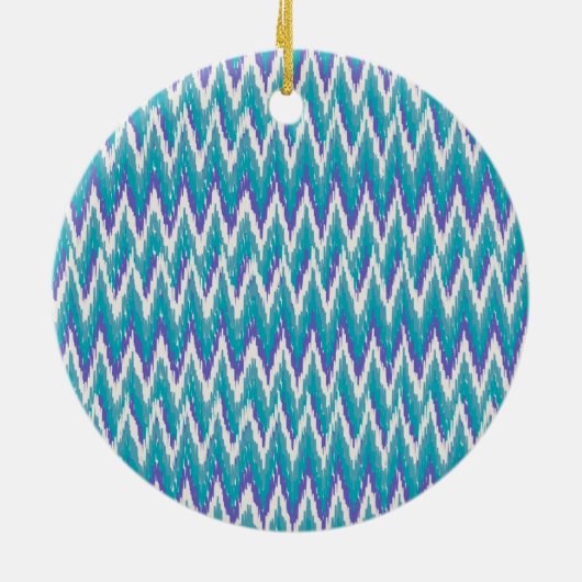 Blauwgroen en Amethyst iKat ZigZag patroon Keramisch Ornament (Achterkant)