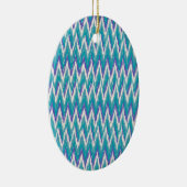 Blauwgroen en Amethyst iKat ZigZag patroon Keramisch Ornament (Rechts)