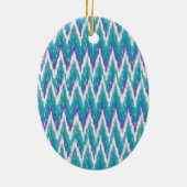 Blauwgroen en Amethyst iKat ZigZag patroon Keramisch Ornament (Achterkant)