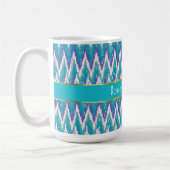 Blauwgroen en Amethyst iKat ZigZag patroon Koffiemok (Links)