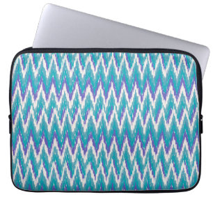 Blauwgroen en Amethyst iKat ZigZag patroon Laptop Sleeve