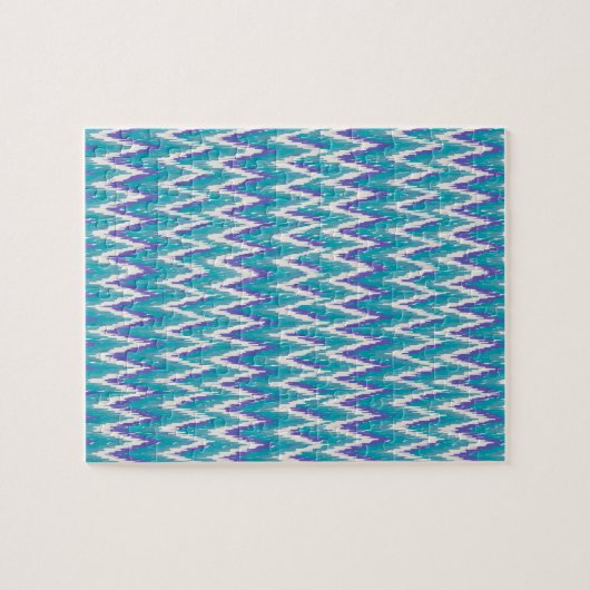 Blauwgroen en Amethyst iKat ZigZag patroon Legpuzzel (Horizontaal)