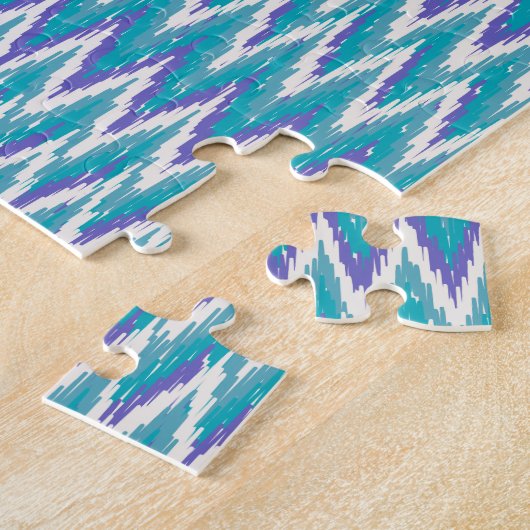 Blauwgroen en Amethyst iKat ZigZag patroon Legpuzzel (Zijkant)