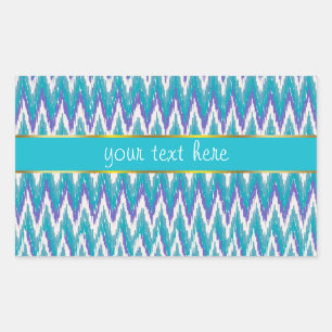 Blauwgroen en Amethyst iKat ZigZag patroon Rechthoekige Sticker
