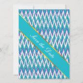 Blauwgroen en Amethyst iKat ZigZag patroon Save The Date (Voorkant)