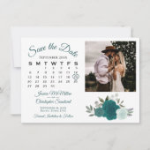 Blauwgroen en Aqua Boho Rozen Wedding Agenda & Fot Save The Date (Voorkant)