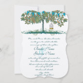 Blauwgroen en Aqua Bunting Tree Birdcage Wedding I Kaart (Voorkant)