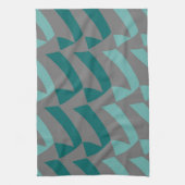 Blauwgroen en Aqua Gray Controles Theedoek (Verticaal)