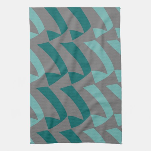 Blauwgroen en Aqua Gray Controles Theedoek (Verticaal)