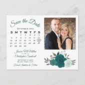 Blauwgroen en Aqua Rozen Foto & Agenda Opslaan Dat Aankondigingskaart (Voorkant)