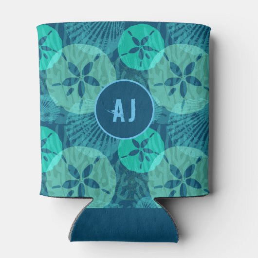 Blauwgroen en Aqua Sand Dollars en Seashells Blikjeskoeler (Achterkant)