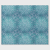 Blauwgroen en Aqua Snowflake Damask Cadeaupapier (Vlak)