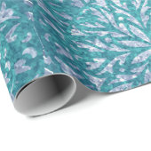 Blauwgroen en Aqua Snowflake Damask Cadeaupapier (Rol Hoek)