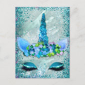 Blauwgroen en Aqua Sparking Unicorn Briefkaart (Voorkant)