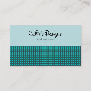 Blauwgroen en Aqua Tiny Check Patroon Visitekaartje