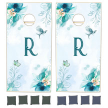 Blauwgroen en Aqua Waterverf Monogram bruiloft