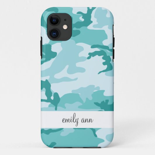 Blauwgroen en aquamarine Urban Camoflage Pattern Case-Mate iPhone Case (Achterkant)