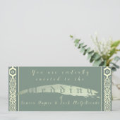 Blauwgroen en Arabisch-achtige Tegel Wedding Uitno Kaart (Staand voorkant)