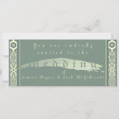 Blauwgroen en Arabisch-achtige Tegel Wedding Uitno Kaart (Voorkant)