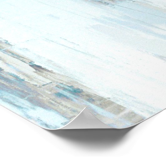 blauwgroen en beige Abstracte kunst Poster (Hoek)