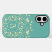 Blauwgroen en beige derfwerende monogram Case-Mate iPhone case (Achterkant (horizontaal))