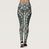 Blauwgroen en Beige Mandala Patroonontwerp Leggings (Achterkant)