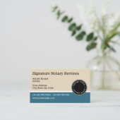 Blauwgroen en beige Notarisch publiek en embleem Visitekaartje (Staand voorkant)