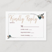 Blauwgroen en beige Rozen RSVP Enclosure Kaart (Voorkant)