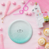 Blauwgroen en Black Hearts Trouwpapier Borden Papieren Bordje (Feest)