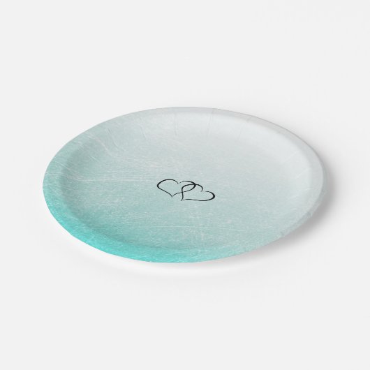 Blauwgroen en Black Hearts Trouwpapier Borden Papieren Bordje (Gekanteld)