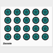 Blauwgroen en Black Star Ronde Sticker (Vel)