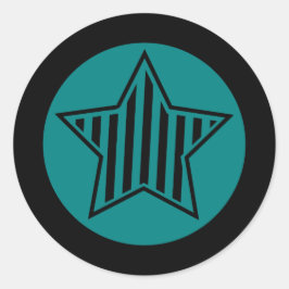 Blauwgroen en Black Star Ronde Sticker