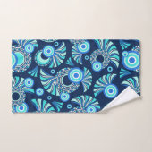 Blauwgroen en blauw abstract stampatroon bad handdoek (Handdoek)
