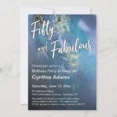 Blauwgroen en blauw goudglitter Moderne 50 en verb Kaart (Voorkant)