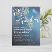 Blauwgroen en blauw goudglitter Moderne 50 en verb Kaart (Staand voorkant)