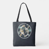  Blauwgroen en Blauw Koi Visvijver Logo Tote Bag (Achterkant)