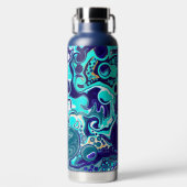 Blauwgroen en blauw kunstwater flesje waterfles (Voorkant)