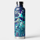 Blauwgroen en blauw kunstwater flesje waterfles (Rechts)