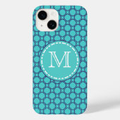 Blauwgroen en blauw marokkerpatroon - Monogrammen Case-Mate iPhone Case (Achterkant)