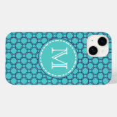 Blauwgroen en blauw marokkerpatroon - Monogrammen Case-Mate iPhone Case (Achterkant (horizontaal))