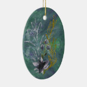 Blauwgroen en blauw Ornament met botanische fantas (Rechts)